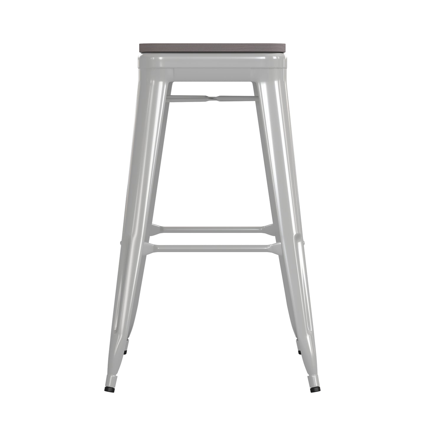 30" White Stool-Gray Seat CH-31320-30-WH-PL2G-GG