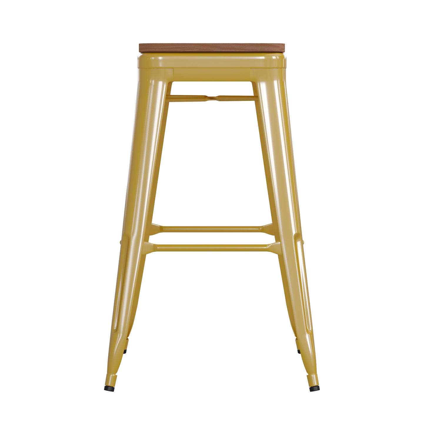 30" Yellow Stool-Teak Seat CH-31320-30-YL-PL2T-GG