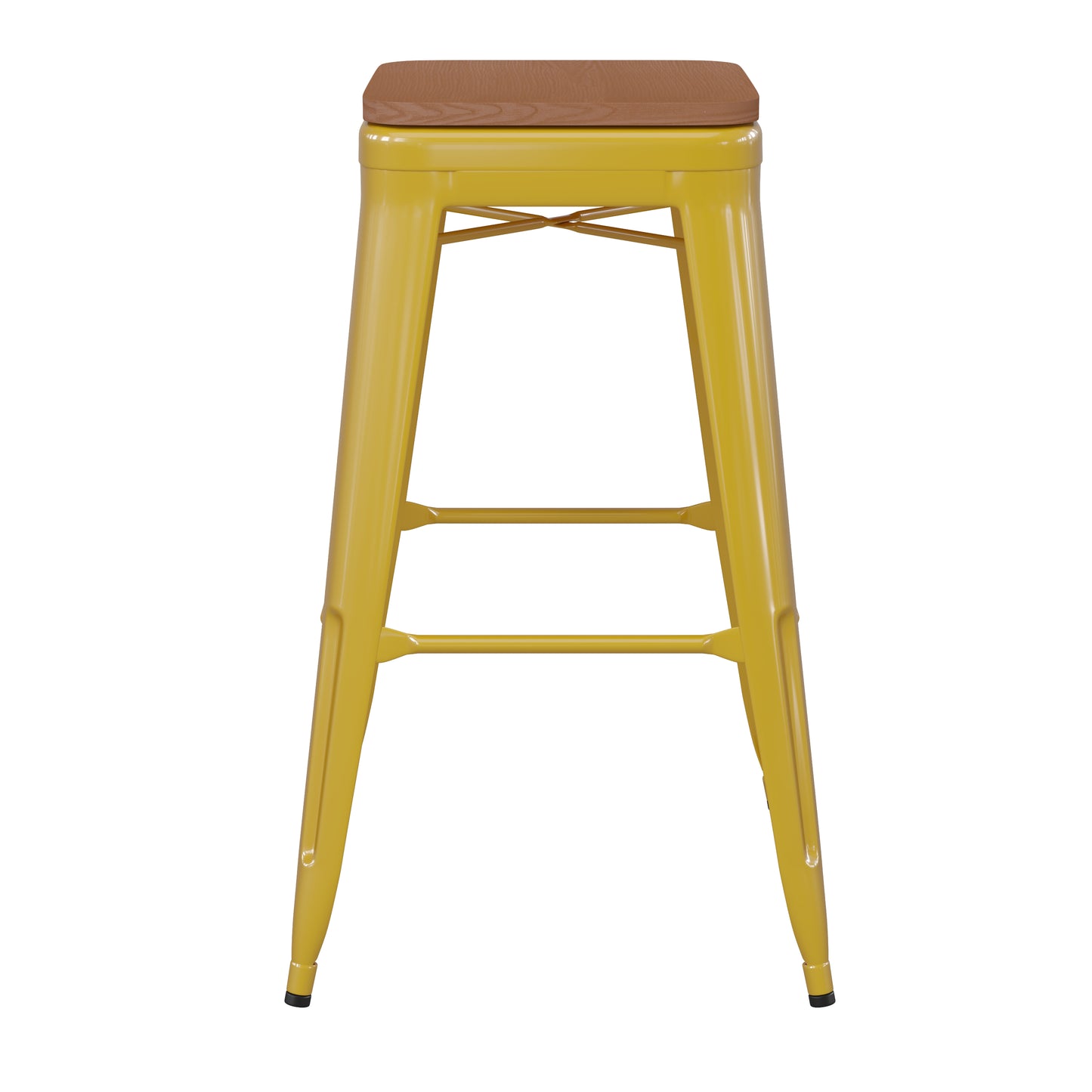 30" Yellow Stool-Teak Seat CH-31320-30-YL-PL2T-GG