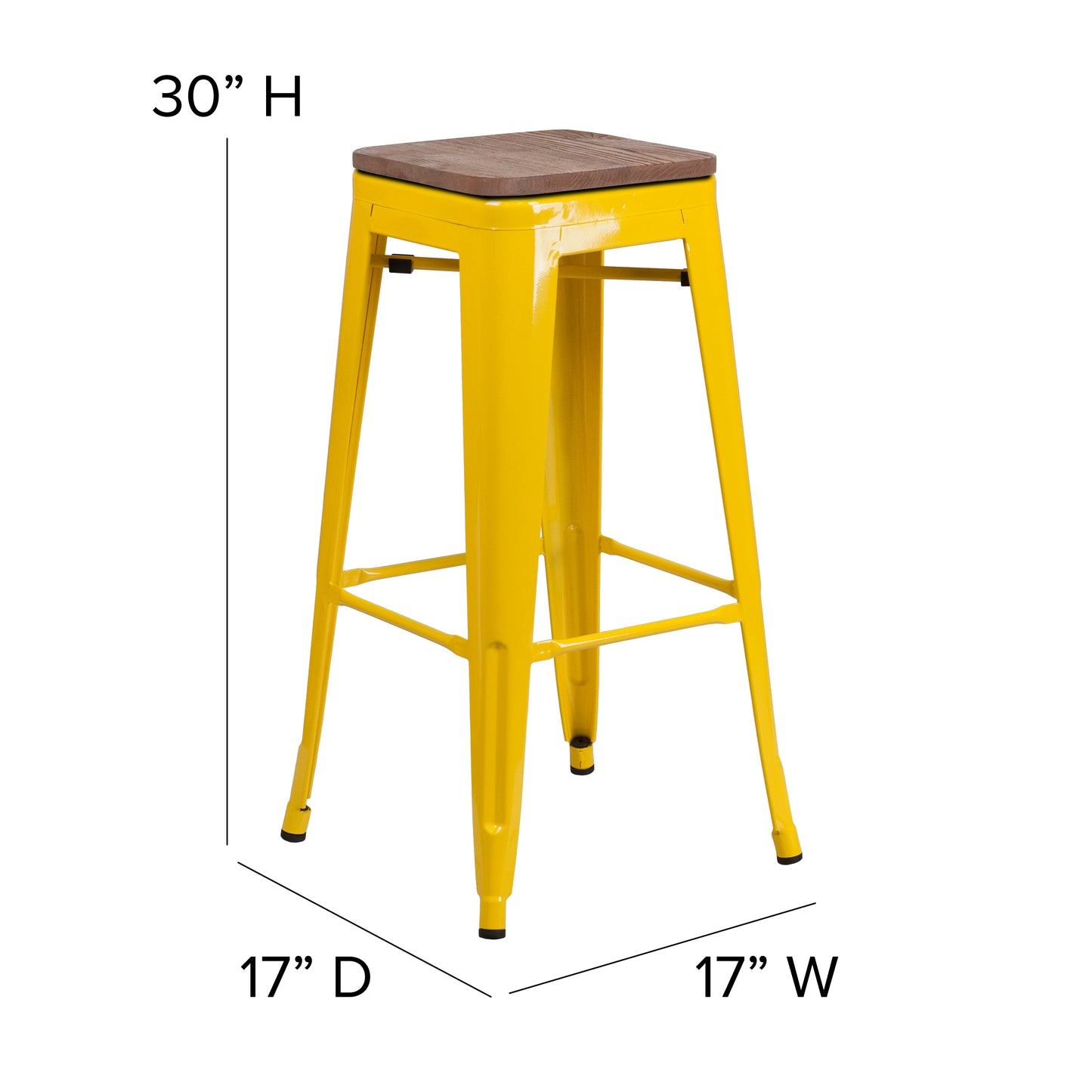 30" Yellow Metal Barstool CH-31320-30-YL-WD-GG