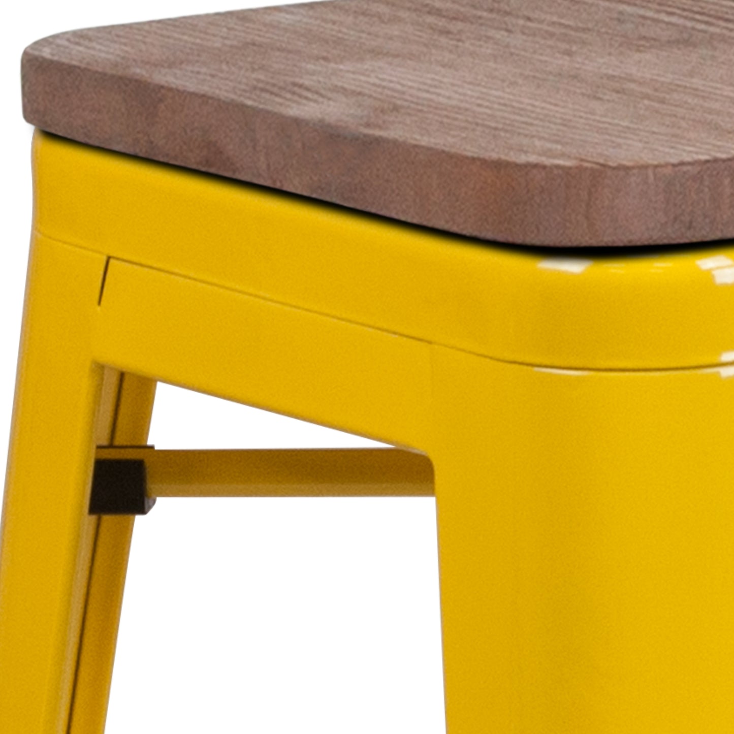 30" Yellow Metal Barstool CH-31320-30-YL-WD-GG