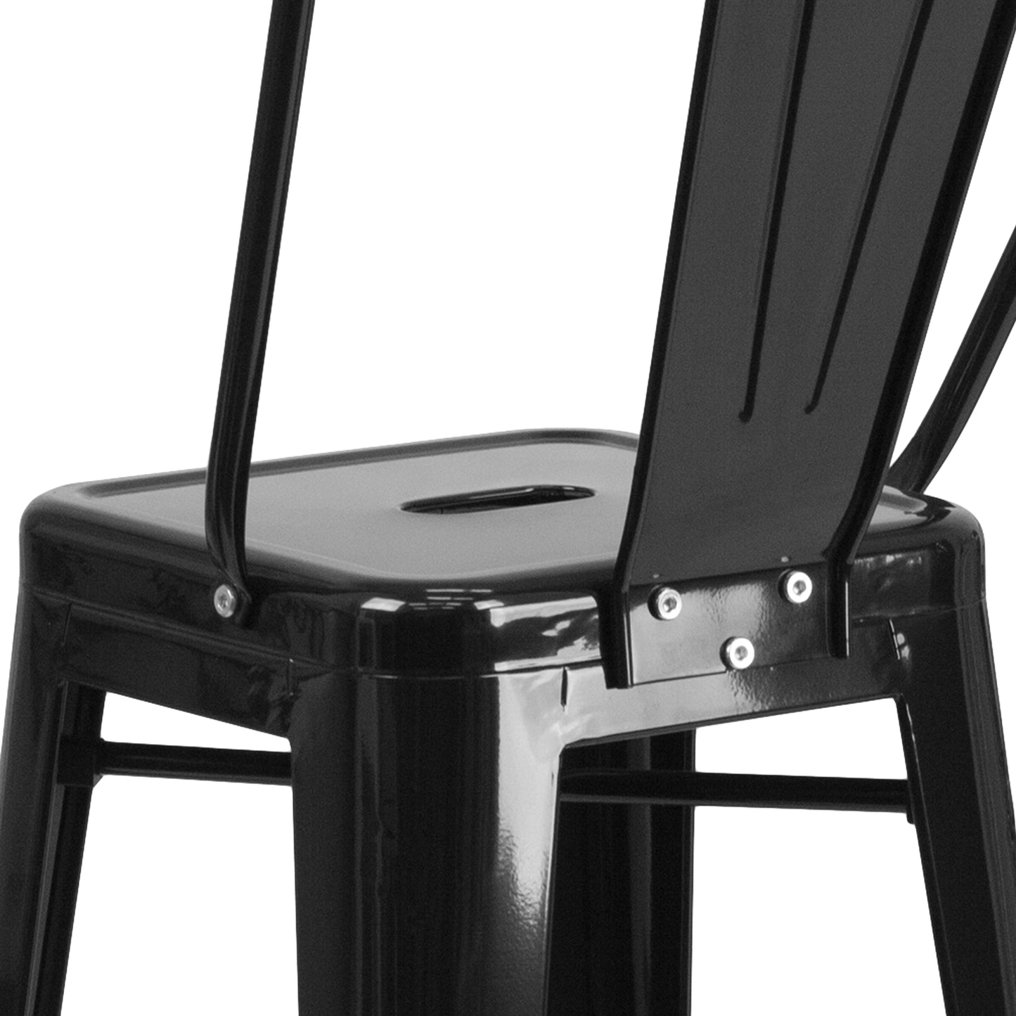 30" Black Metal Outdoor Stool CH-31320-30GB-BK-GG