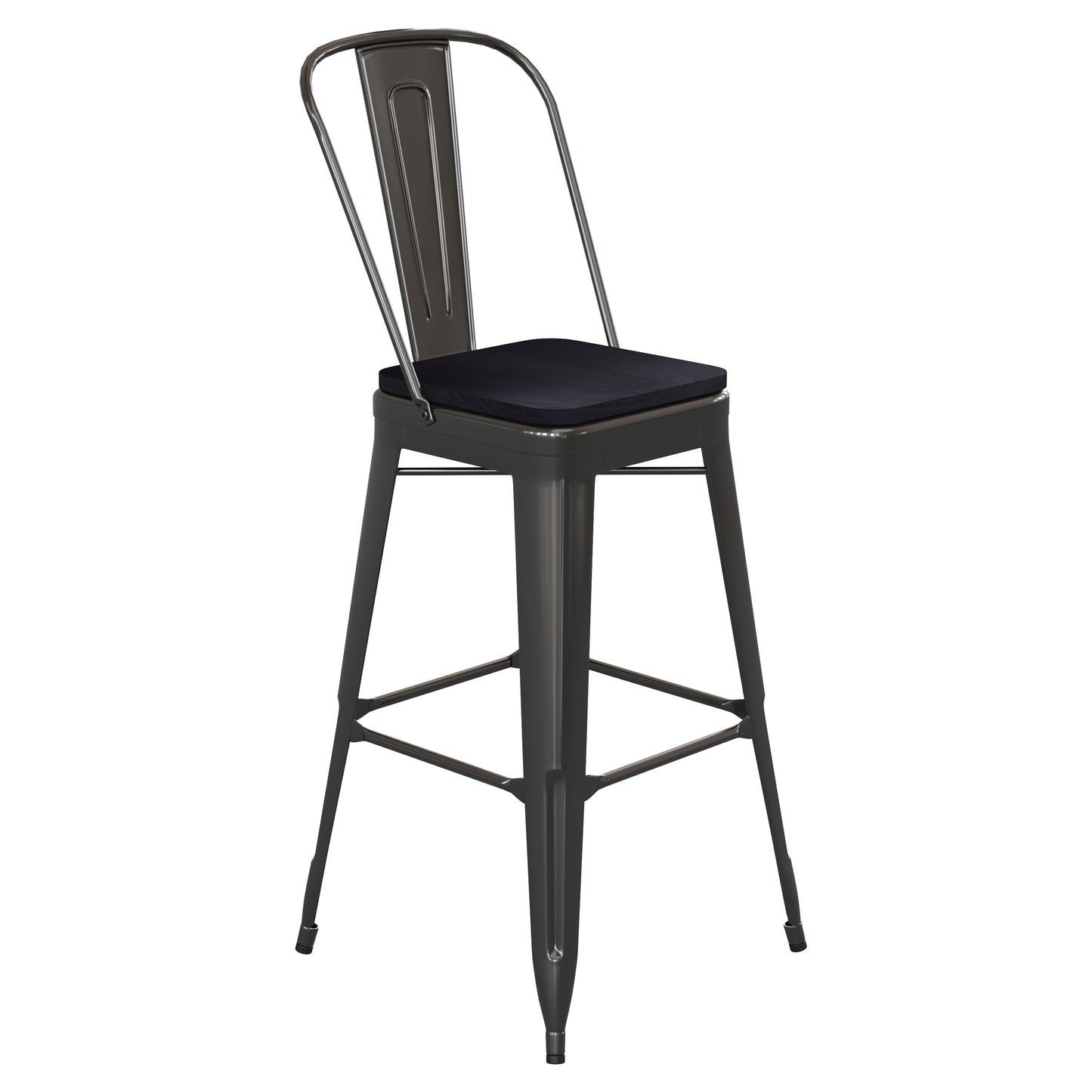 30" Black Stool-Black Seat CH-31320-30GB-BK-PL2B-GG