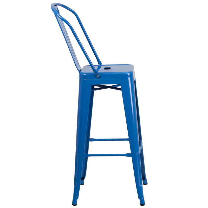 30" Blue Metal Outdoor Stool CH-31320-30GB-BL-GG