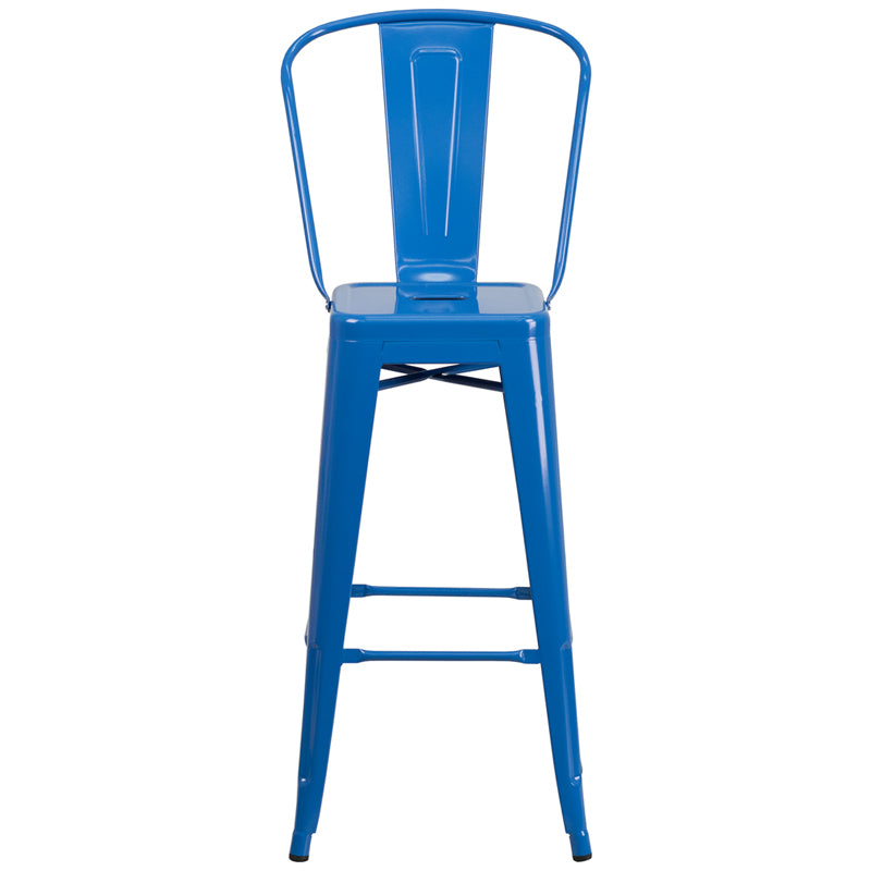 30" Blue Metal Outdoor Stool CH-31320-30GB-BL-GG