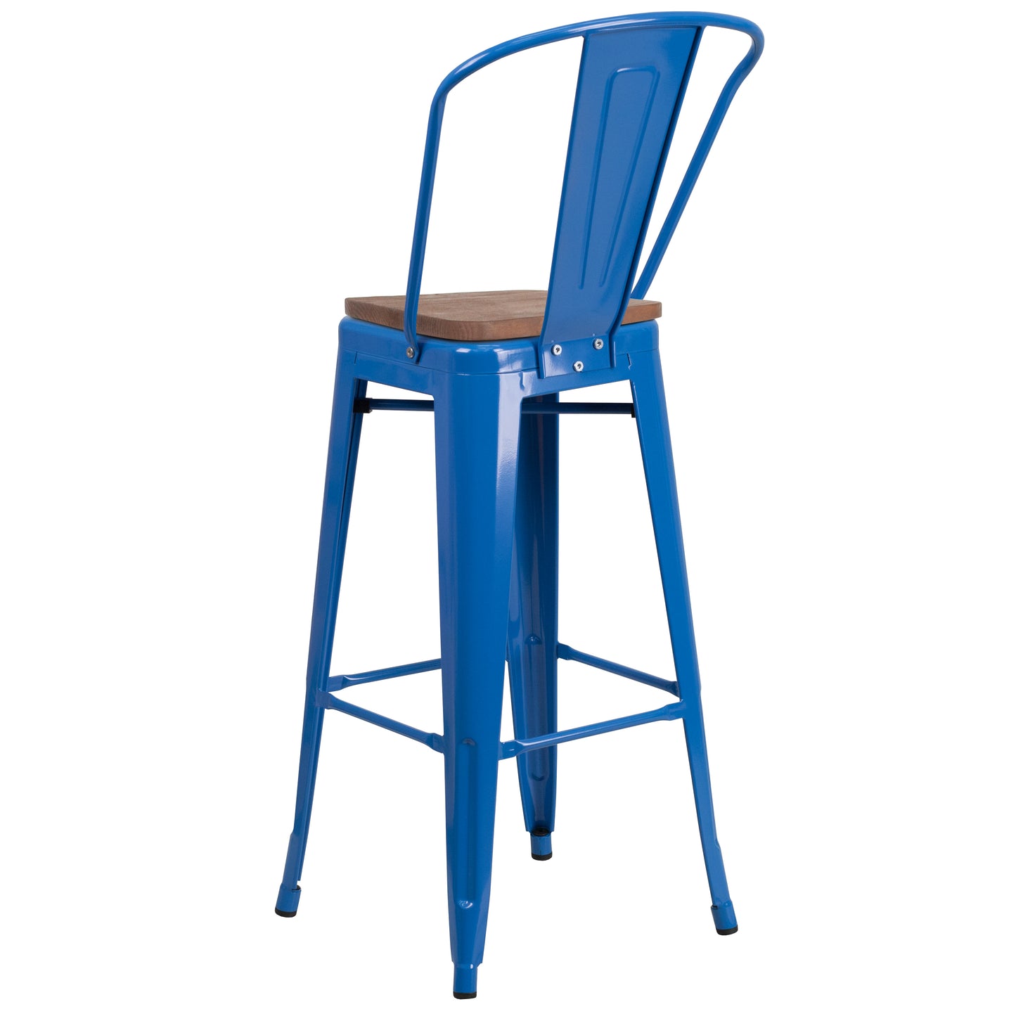 30" Blue Metal Barstool CH-31320-30GB-BL-WD-GG