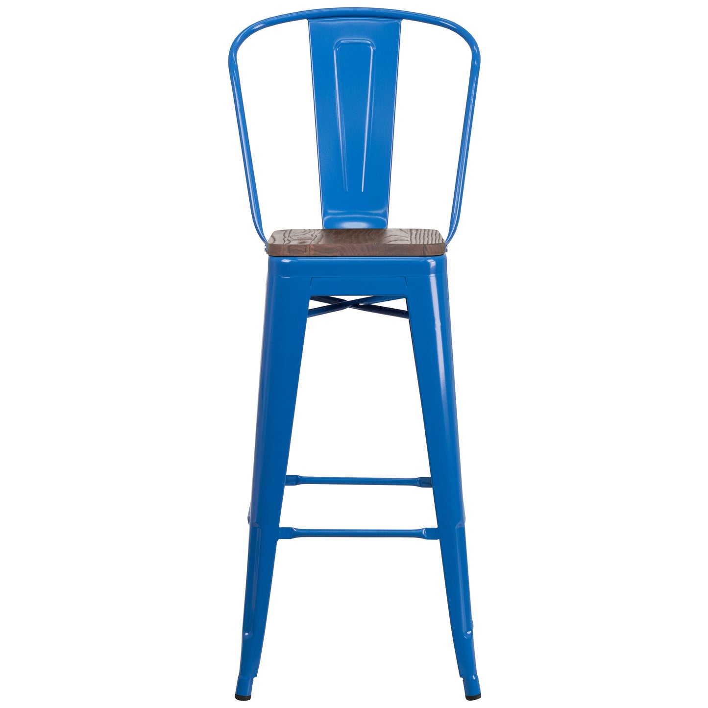 30" Blue Metal Barstool CH-31320-30GB-BL-WD-GG