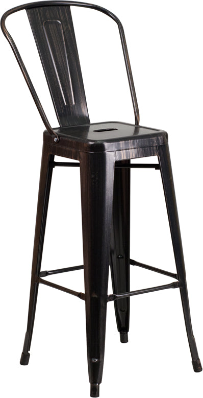 30" Aged Black Metal Stool CH-31320-30GB-BQ-GG