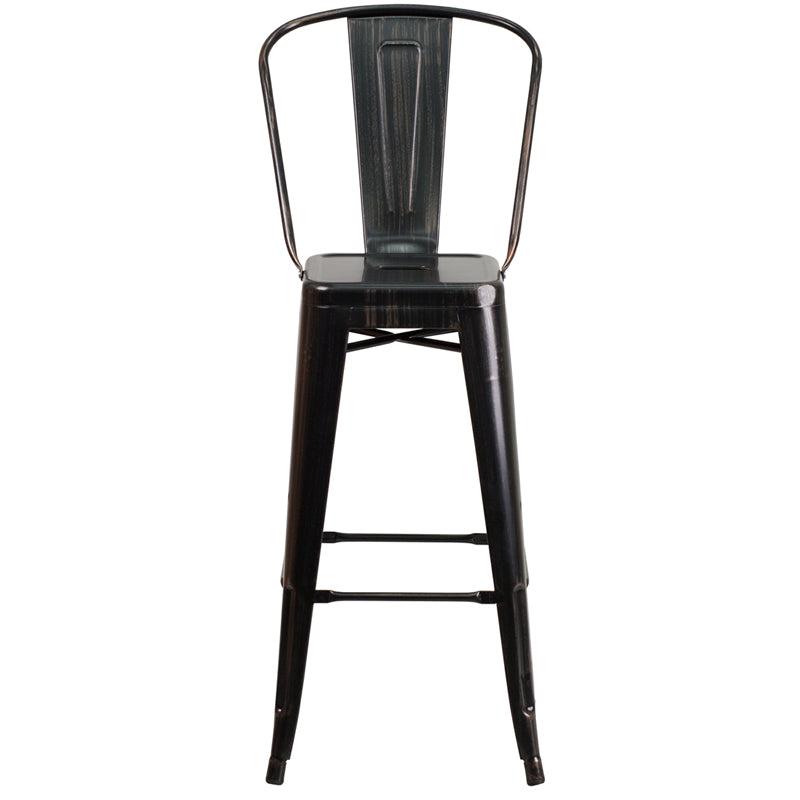 30" Aged Black Metal Stool CH-31320-30GB-BQ-GG