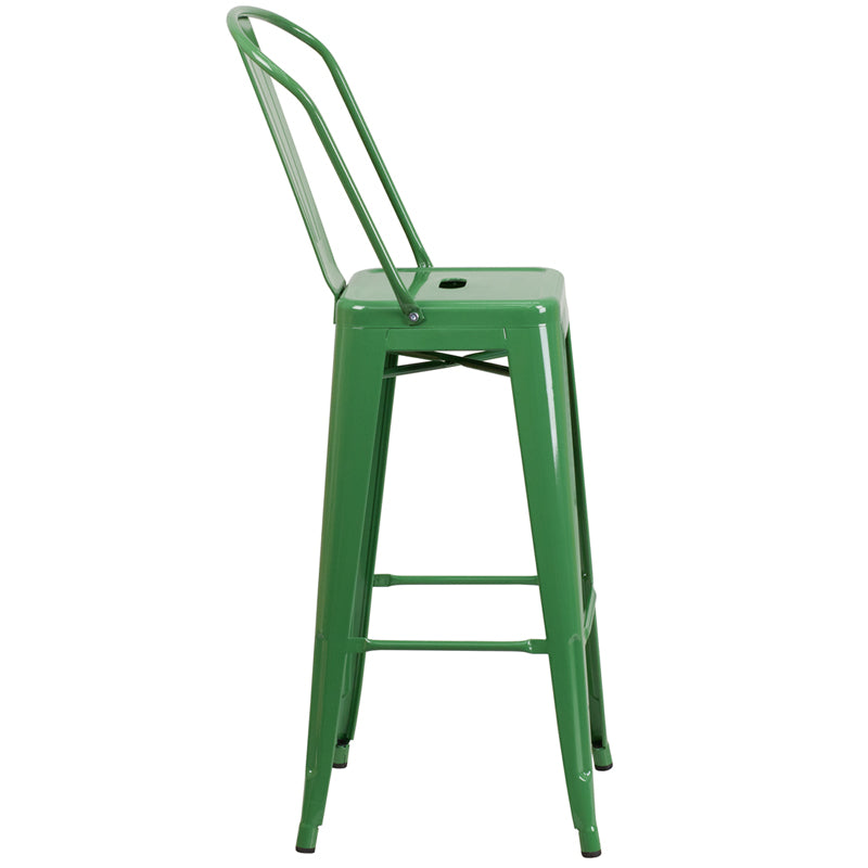 30" Green Metal Outdoor Stool CH-31320-30GB-GN-GG