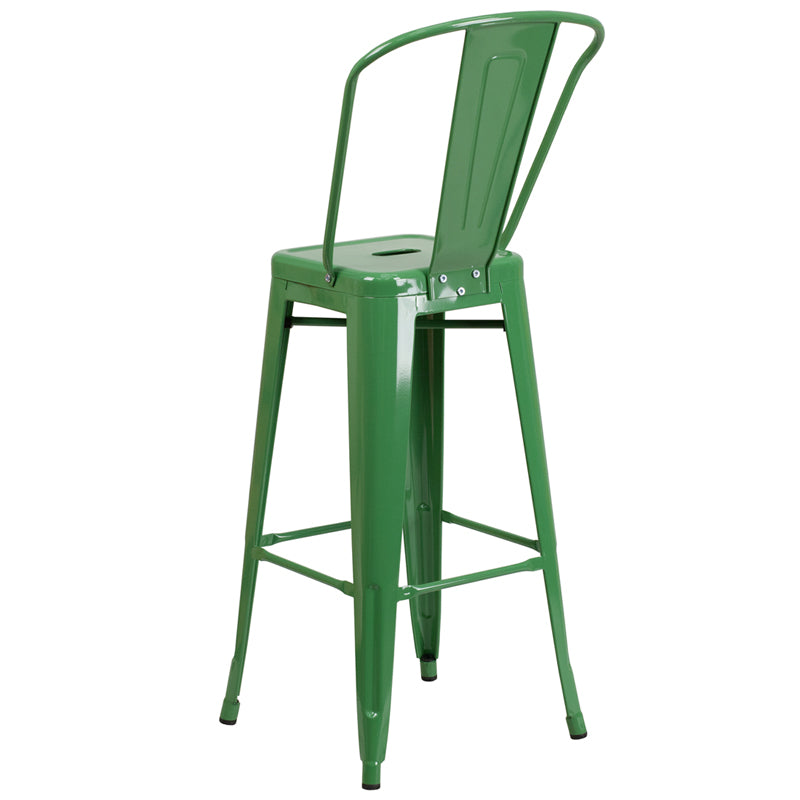 30" Green Metal Outdoor Stool CH-31320-30GB-GN-GG