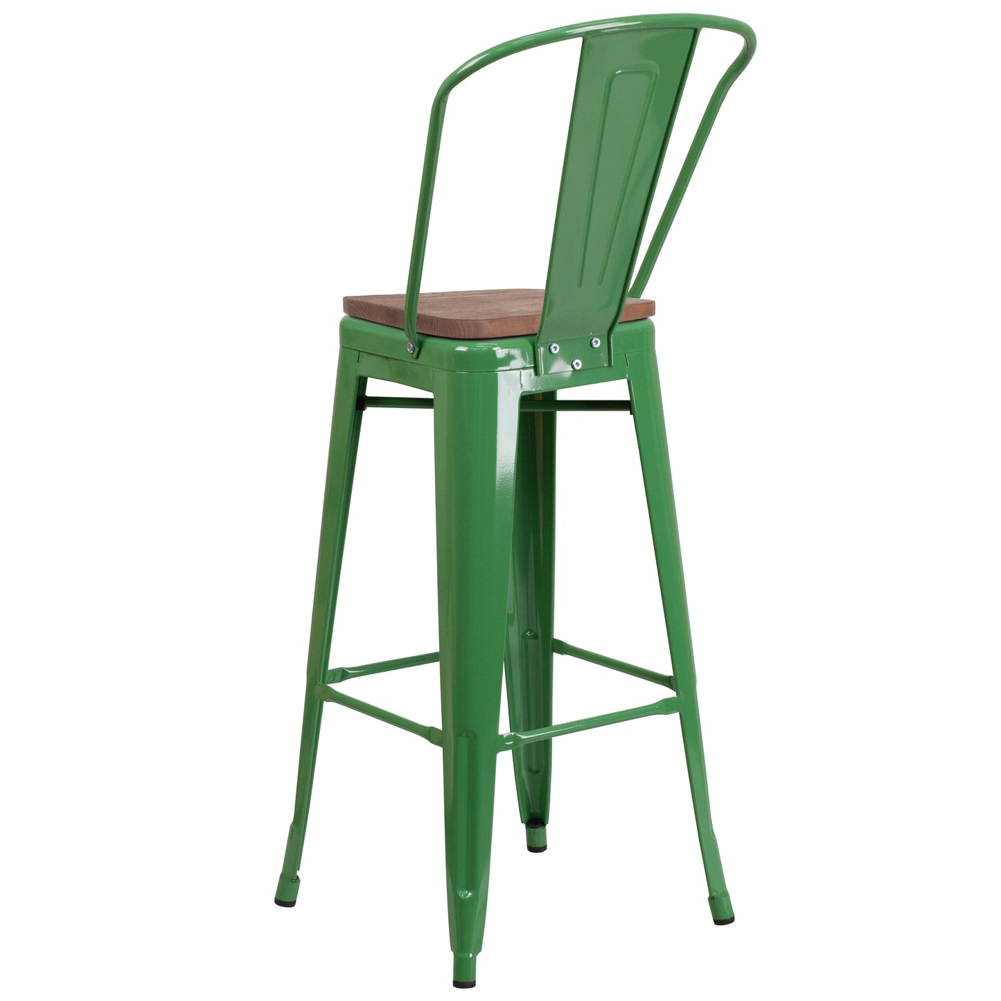 30" Green Metal Barstool CH-31320-30GB-GN-WD-GG