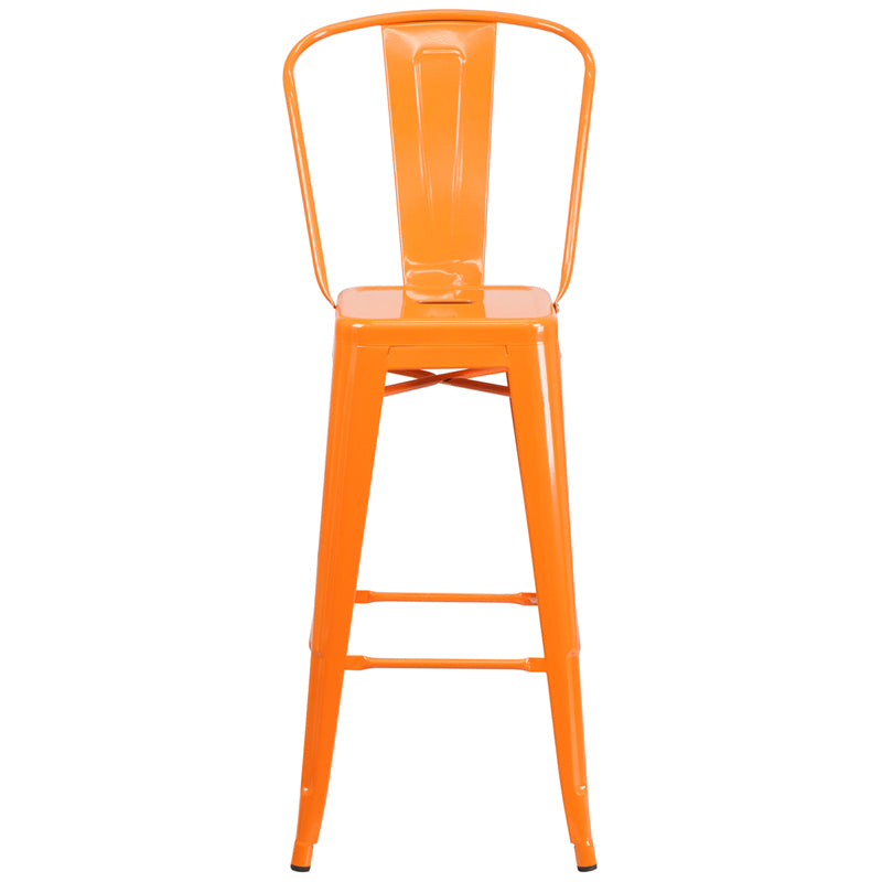 30" Orange Metal Outdoor Stool CH-31320-30GB-OR-GG