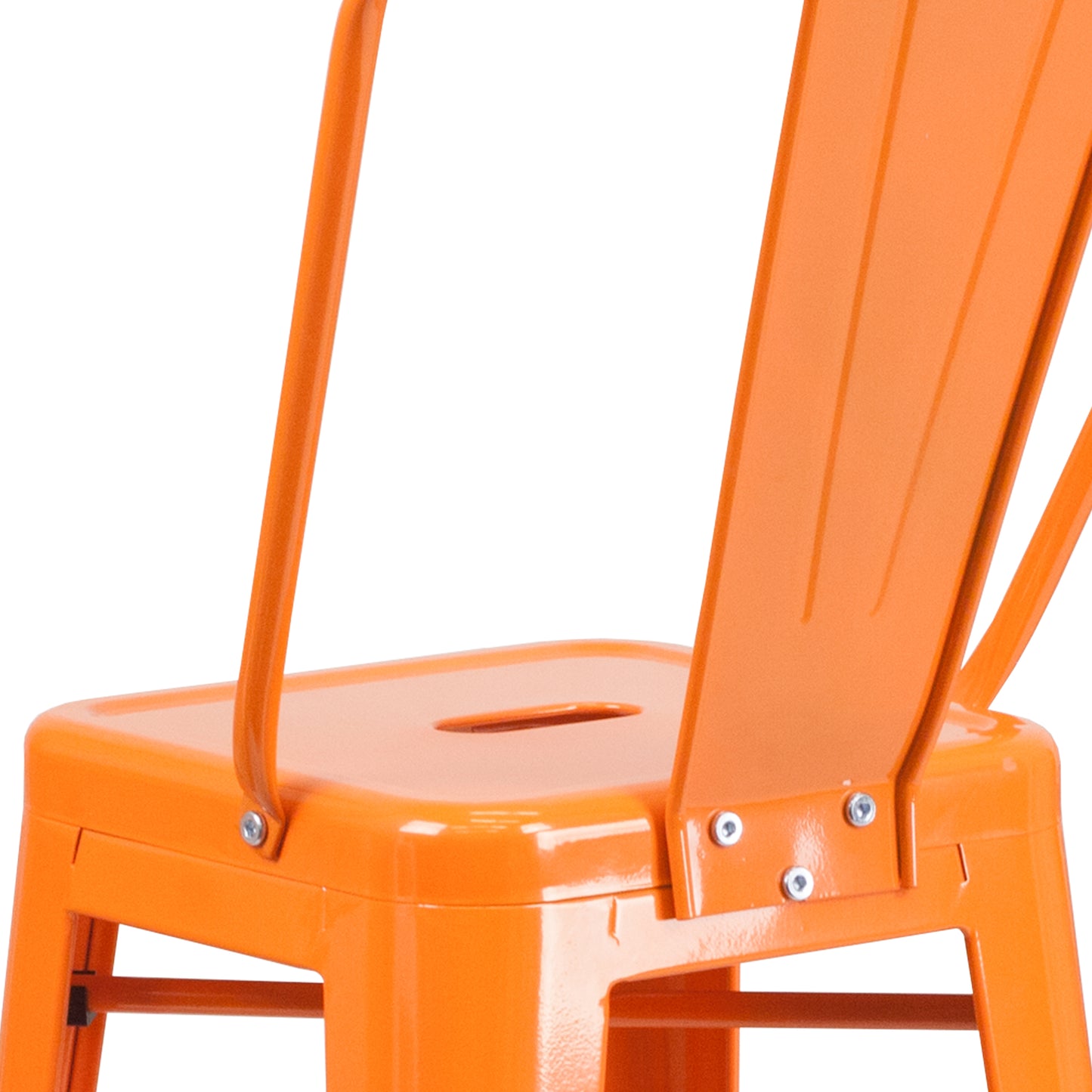 30" Orange Metal Outdoor Stool CH-31320-30GB-OR-GG