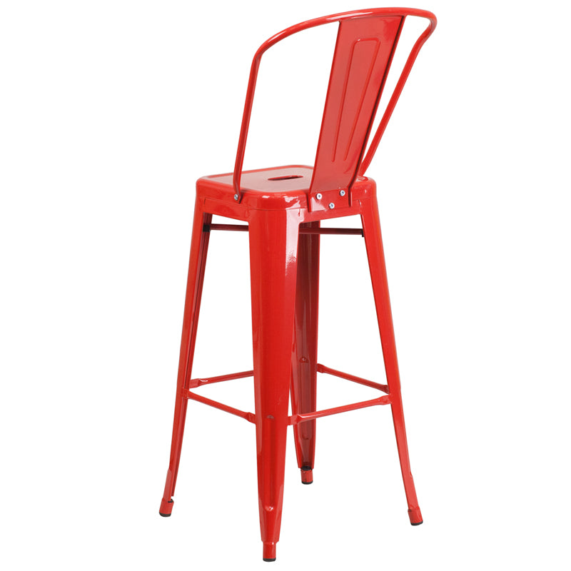 30" Red Metal Outdoor Stool CH-31320-30GB-RED-GG