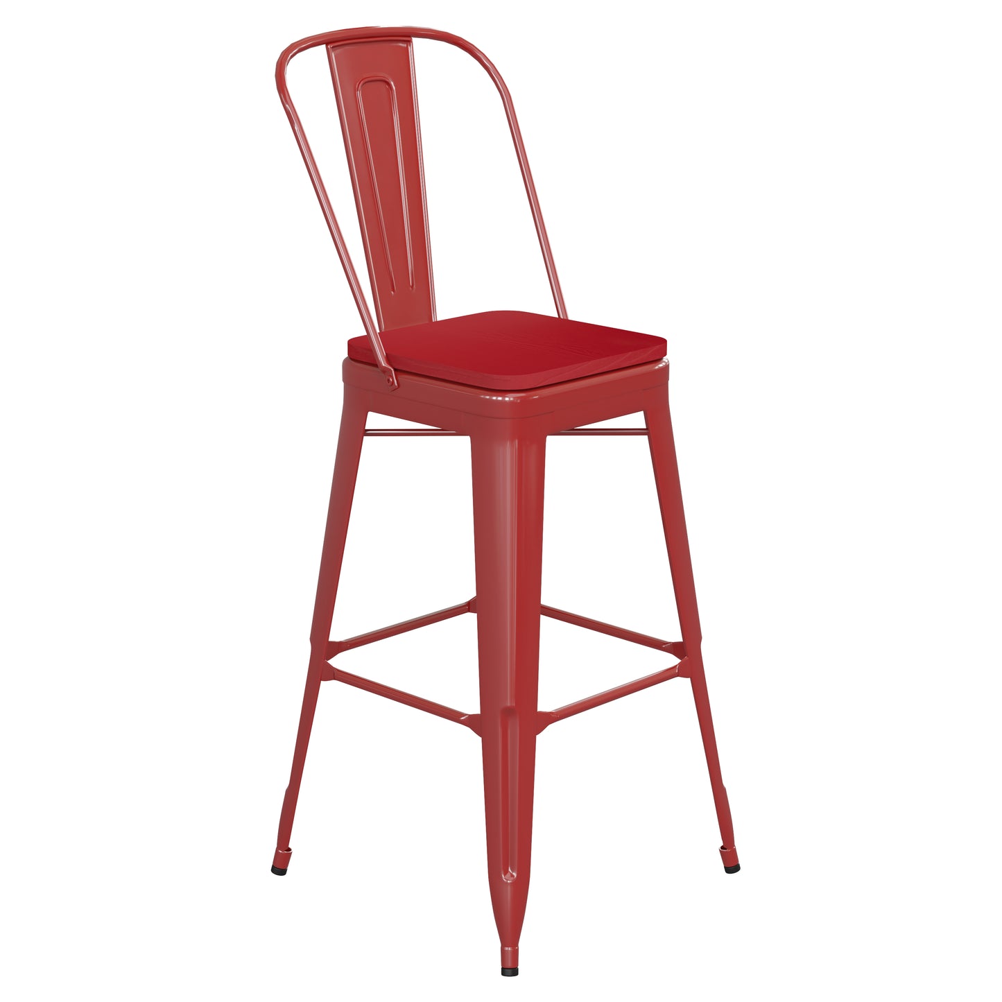 30" Red Stool-Red Seat CH-31320-30GB-RED-PL2R-GG