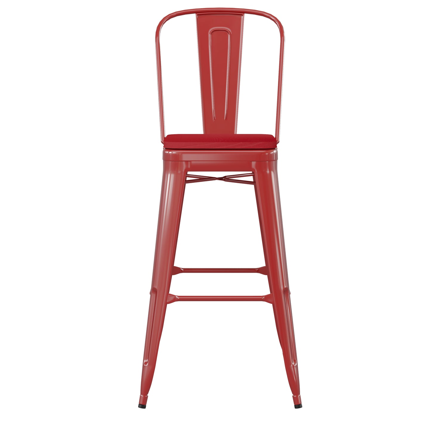 30" Red Stool-Red Seat CH-31320-30GB-RED-PL2R-GG