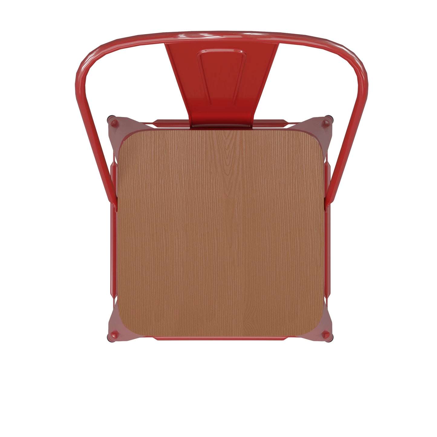 30" Red Stool-Teak Seat CH-31320-30GB-RED-PL2T-GG