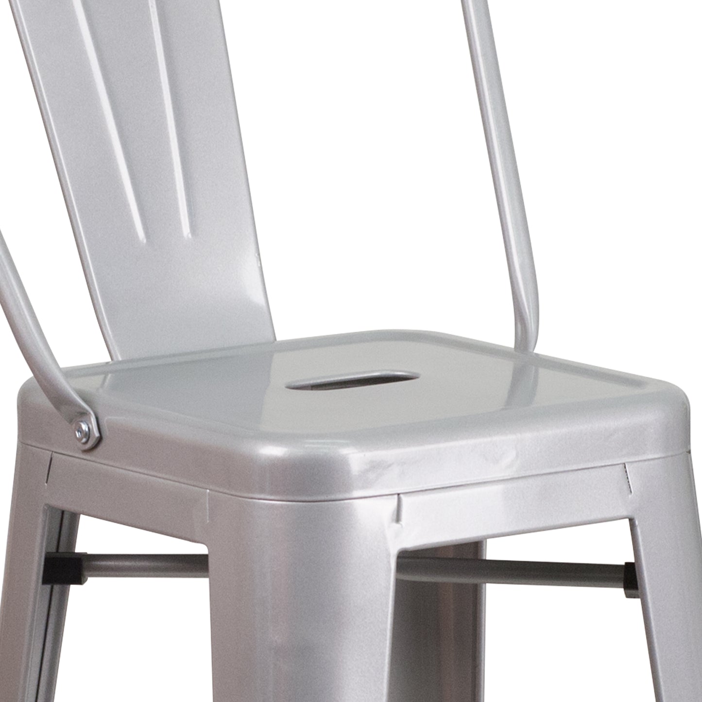 30" Silver Metal Outdoor Stool CH-31320-30GB-SIL-GG