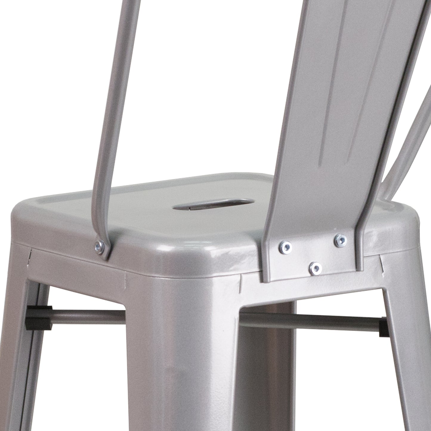 30" Silver Metal Outdoor Stool CH-31320-30GB-SIL-GG