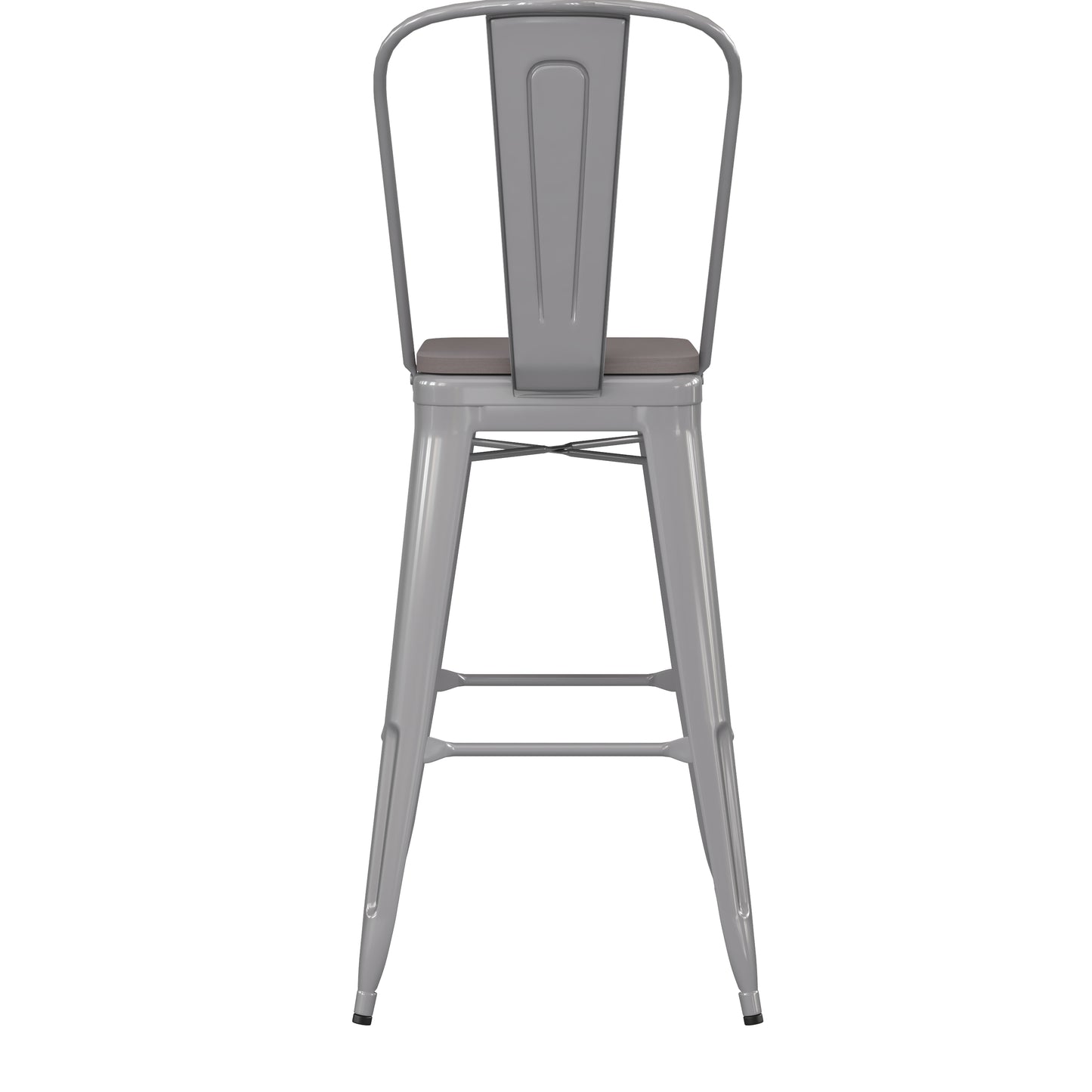 30" Silver Stool-Gray Seat CH-31320-30GB-SIL-PL2G-GG