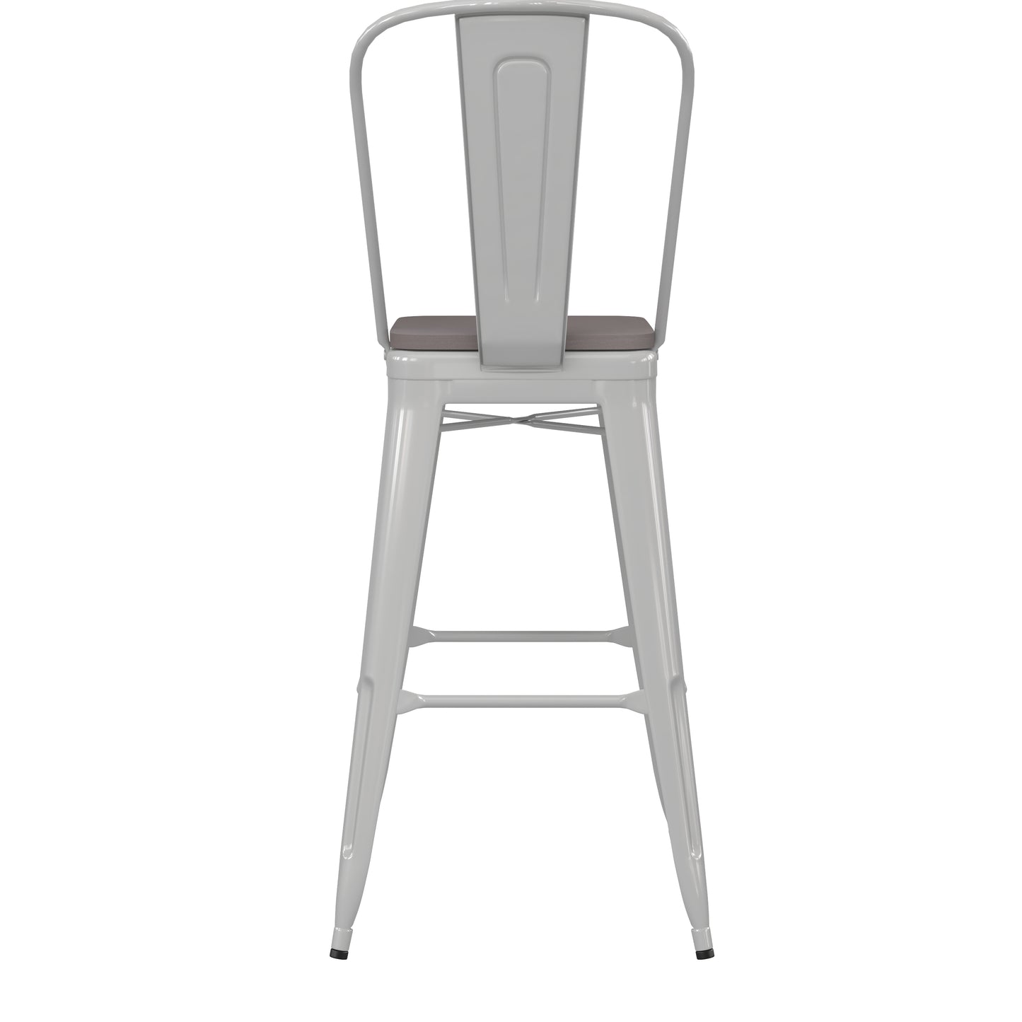 30" White Stool-Gray Seat CH-31320-30GB-WH-PL2G-GG