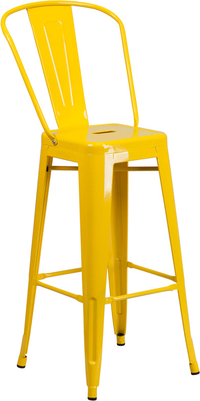 30" Yell Metal Outdoor Stool CH-31320-30GB-YL-GG