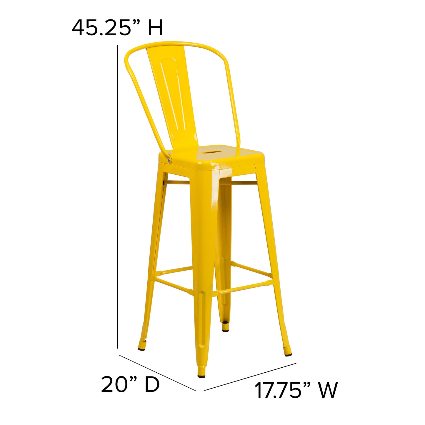 30" Yell Metal Outdoor Stool CH-31320-30GB-YL-GG