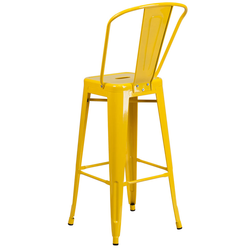 30" Yell Metal Outdoor Stool CH-31320-30GB-YL-GG