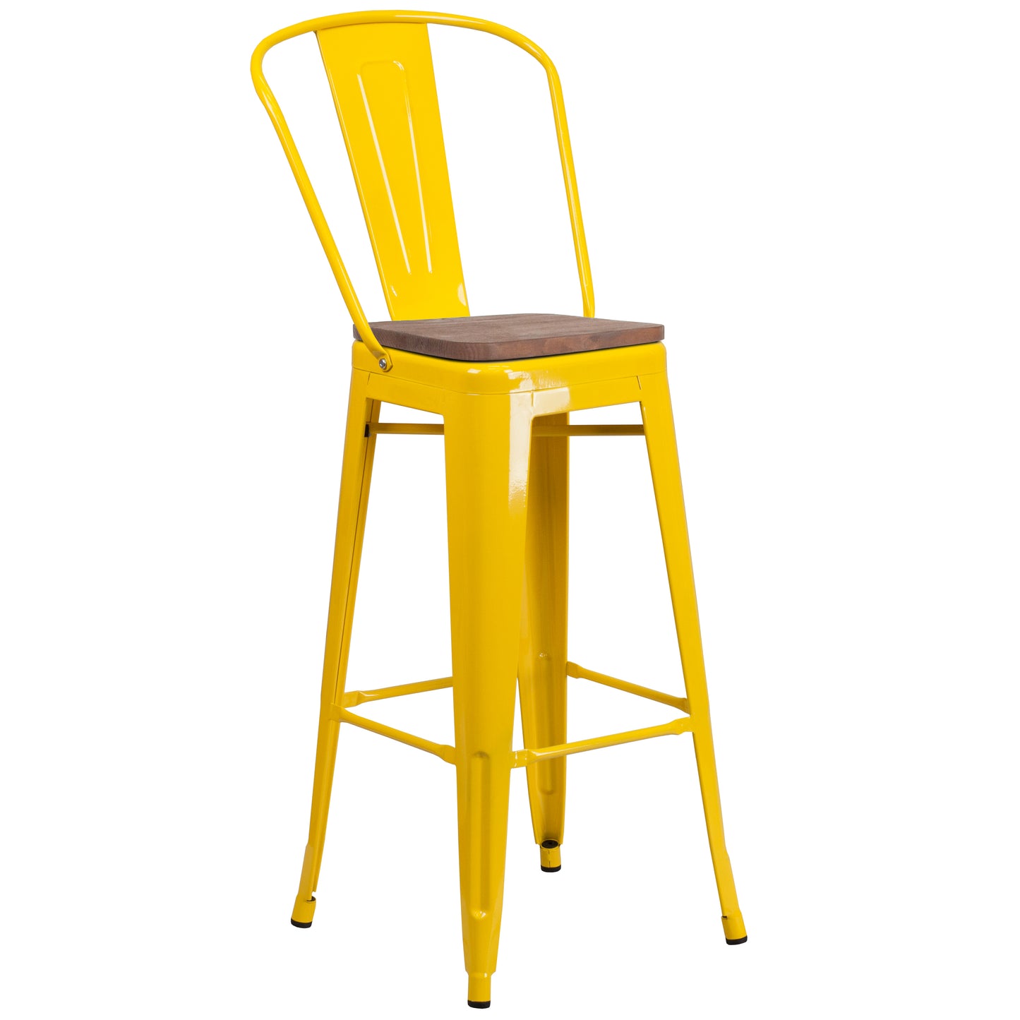 30" Yellow Metal Barstool CH-31320-30GB-YL-WD-GG