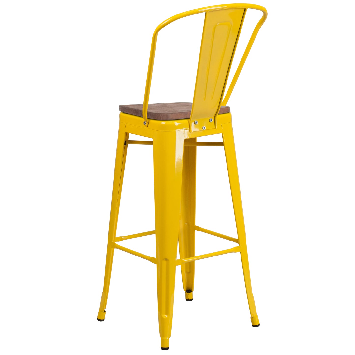 30" Yellow Metal Barstool CH-31320-30GB-YL-WD-GG