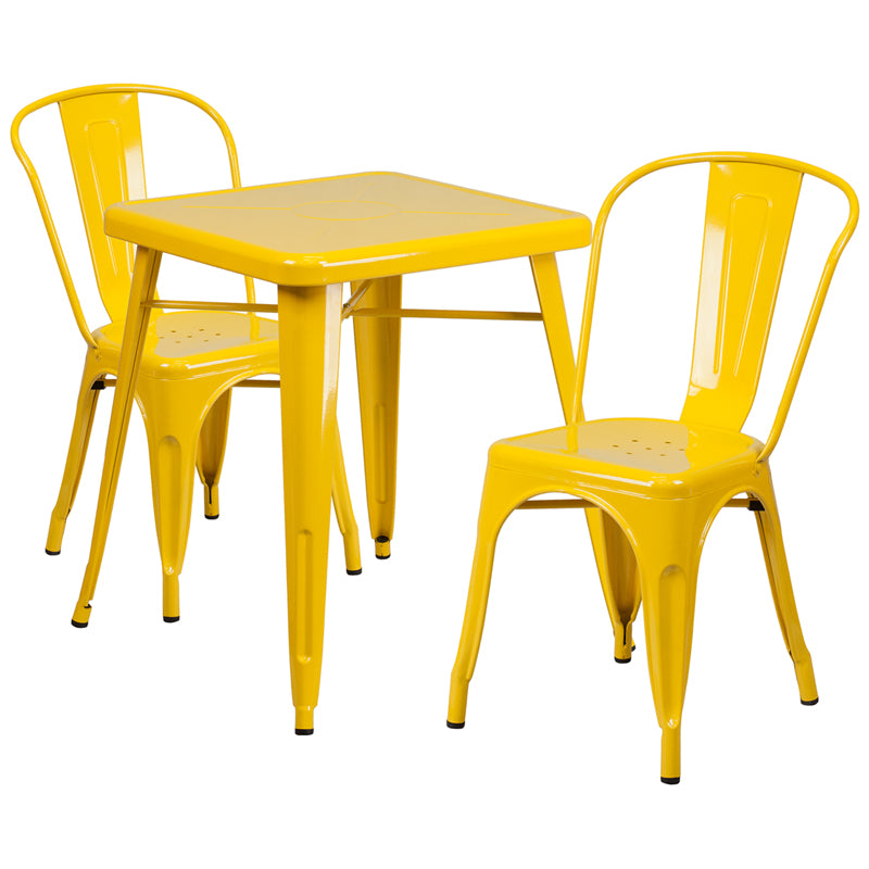 23.75SQ Yellow Metal Table Set CH-31330-2-30-YL-GG