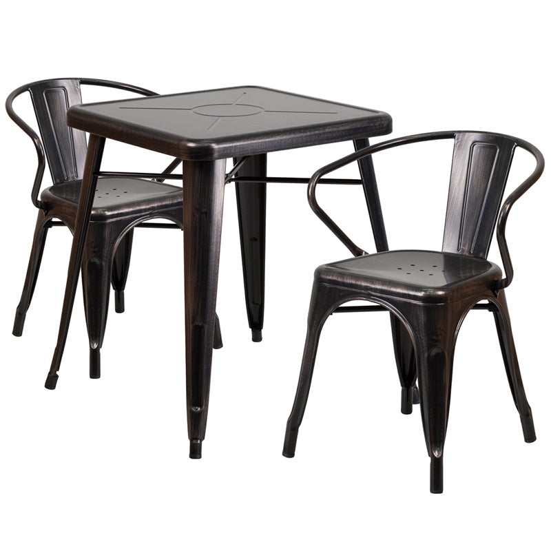 23.75SQ Aged Black Table Set CH-31330-2-70-BQ-GG