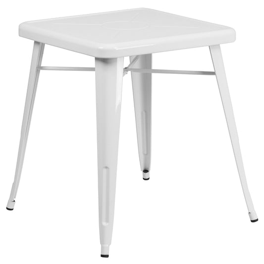 23.75SQ White Metal Table CH-31330-29-WH-GG