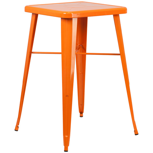 23.75SQ Orange Metal Bar Table CH-31330-OR-GG