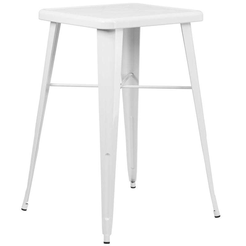 23.75SQ White Metal Bar Table CH-31330-WH-GG