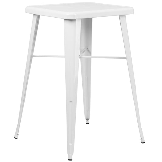 23.75SQ White Metal Bar Table CH-31330-WH-GG