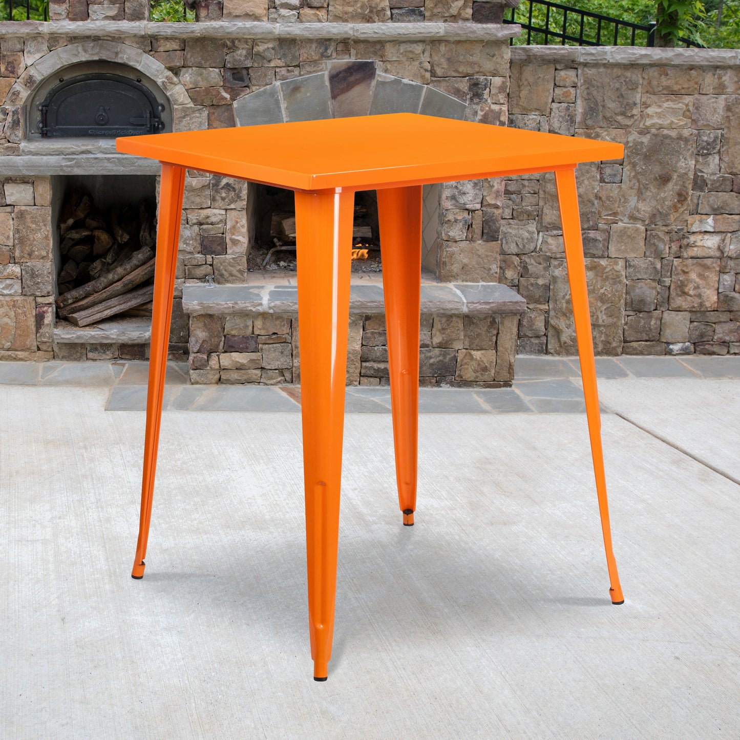 31.5SQ Orange Metal Bar Table CH-51040-40-OR-GG