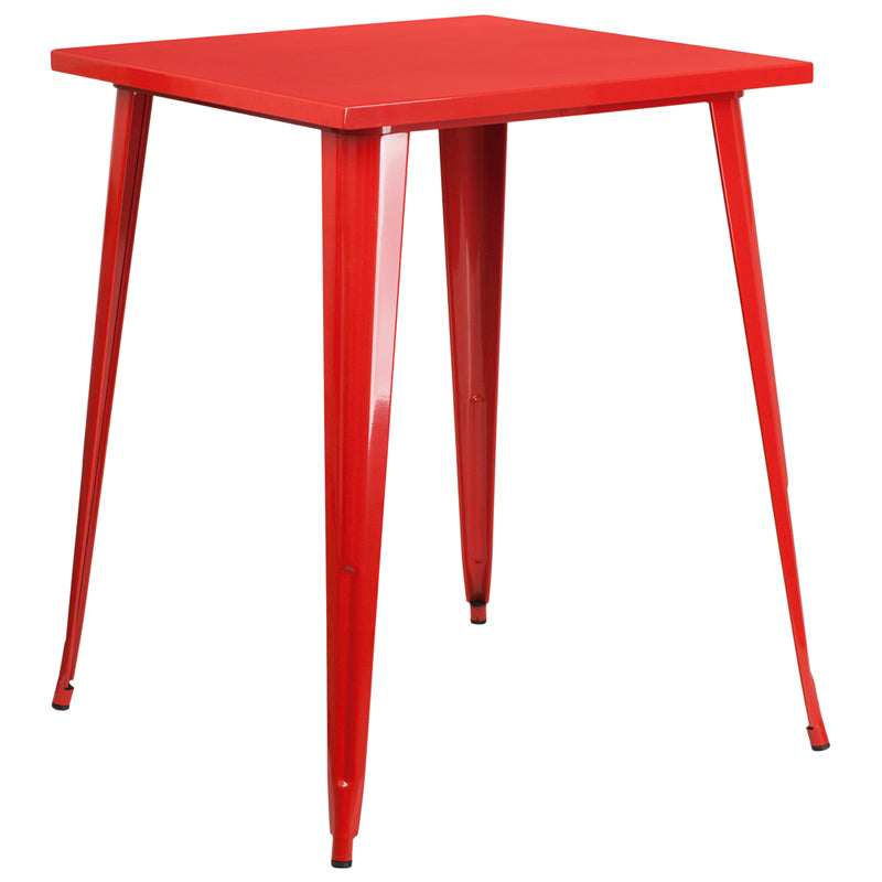 31.5SQ Red Metal Bar Table CH-51040-40-RED-GG