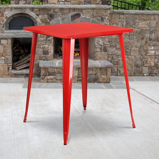 31.5SQ Red Metal Bar Table CH-51040-40-RED-GG