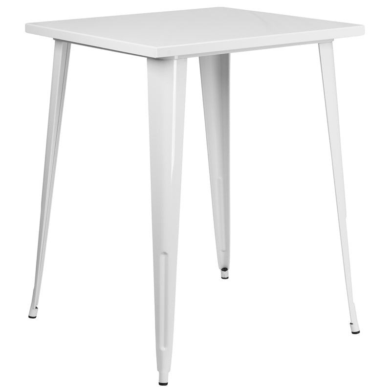 31.5SQ White Metal Bar Table CH-51040-40-WH-GG