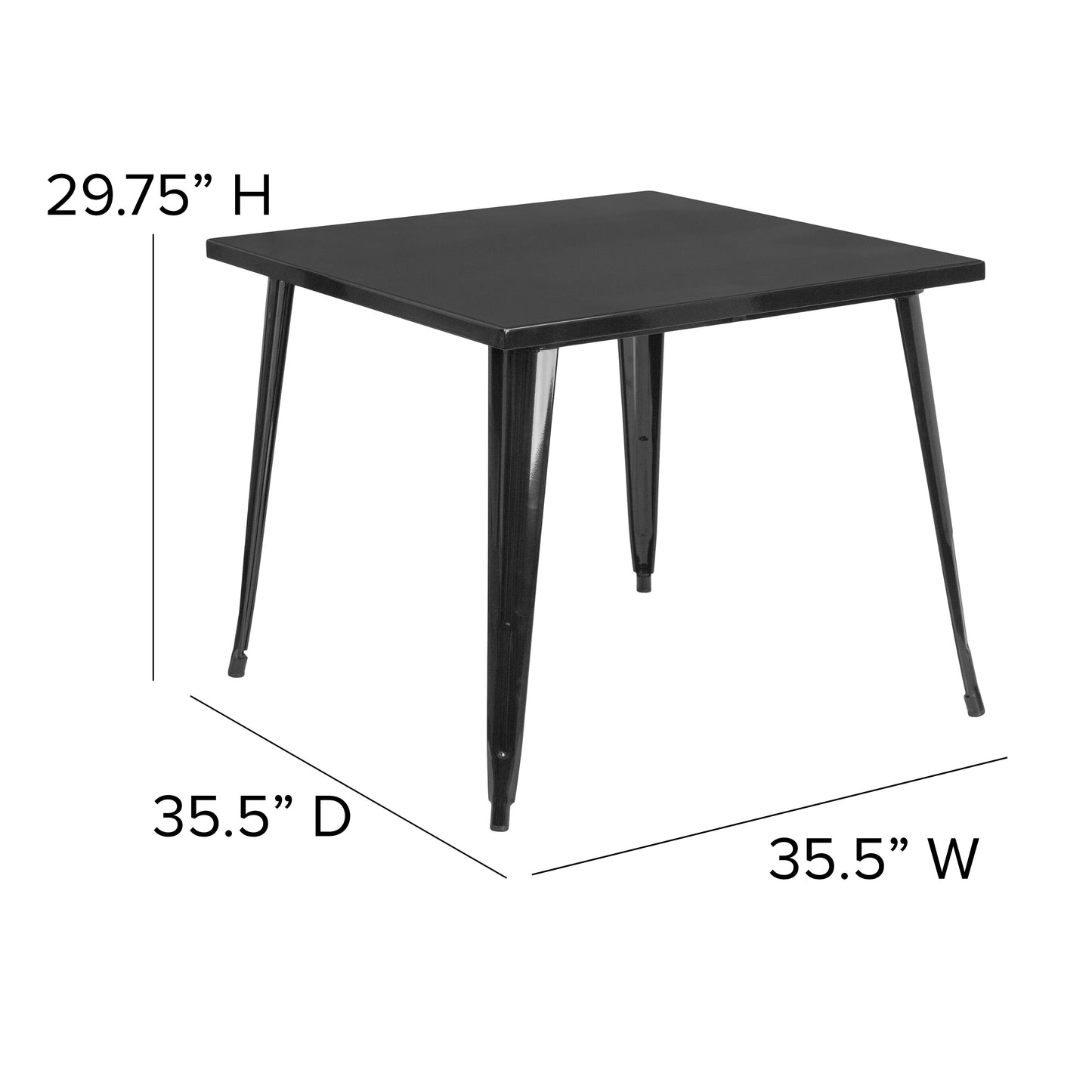 35.5SQ Black Metal Table CH-51050-29-BK-GG