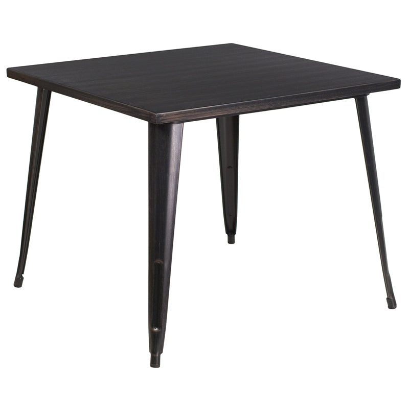 35.5SQ Aged Black Metal Table CH-51050-29-BQ-GG