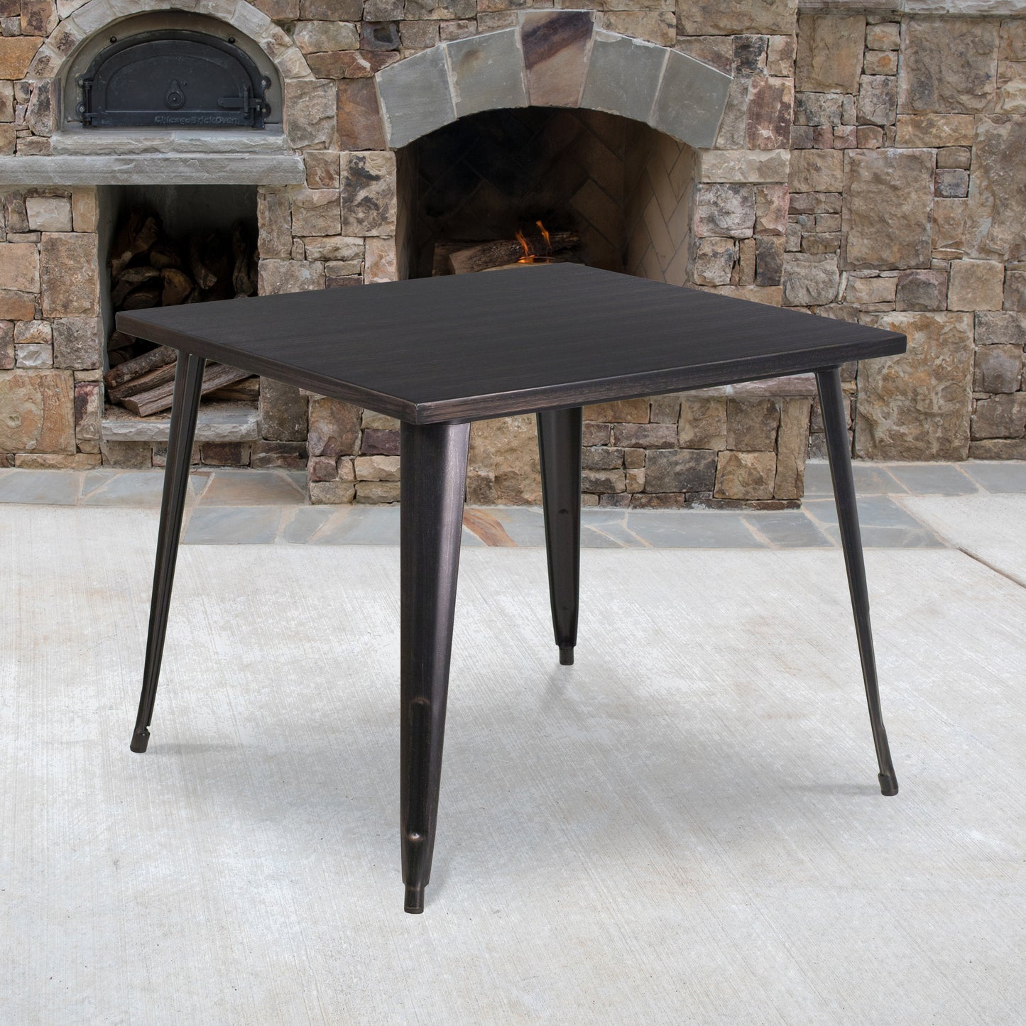 35.5SQ Aged Black Metal Table CH-51050-29-BQ-GG