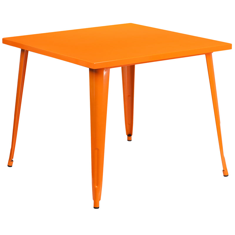 35.5SQ Orange Metal Table CH-51050-29-OR-GG