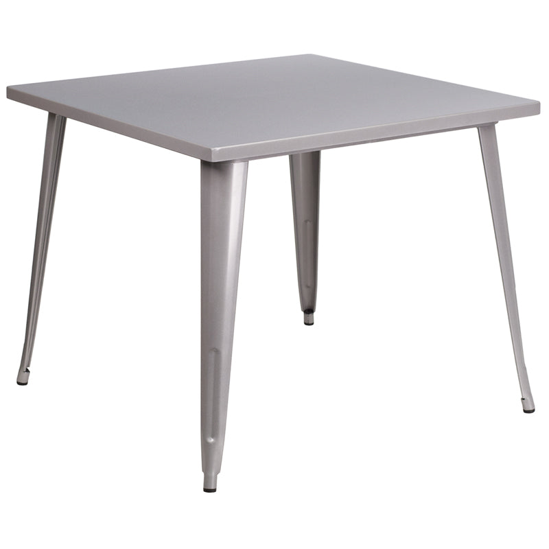 35.5SQ Silver Metal Table CH-51050-29-SIL-GG