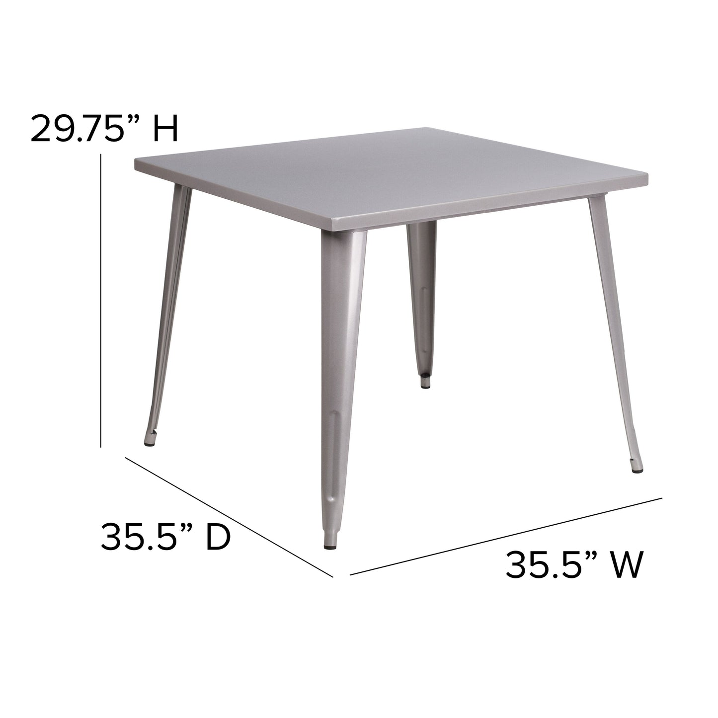 35.5SQ Silver Metal Table CH-51050-29-SIL-GG