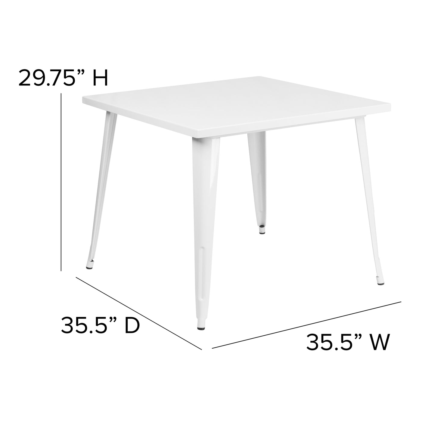 35.5SQ White Metal Table CH-51050-29-WH-GG