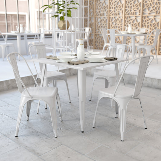 35.5SQ White Metal Table CH-51050-29-WH-GG