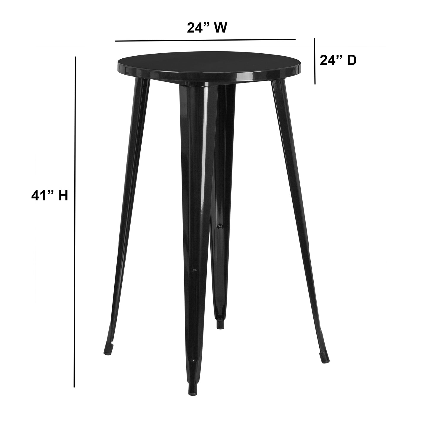 24RD Black Metal Bar Table CH-51080-40-BK-GG